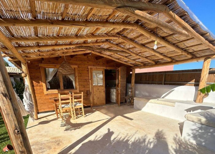 Surf Bungalow in Almadena Outside view of a wooden surf bungalow near Lagos in Almadena